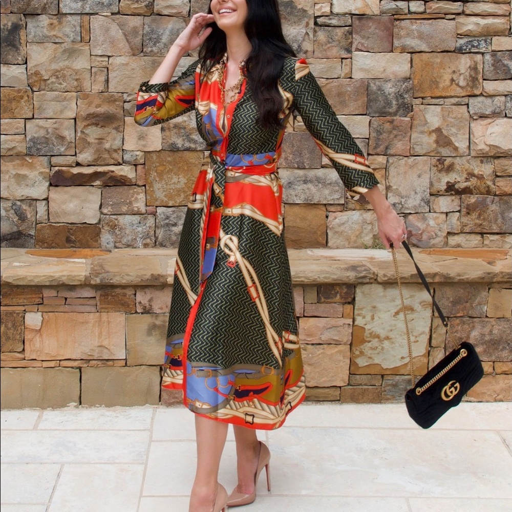 Zara scarf chain print dress